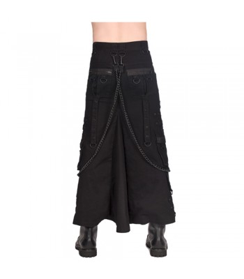 Damen Rock Black Pistol - Chain Denim Skirt 